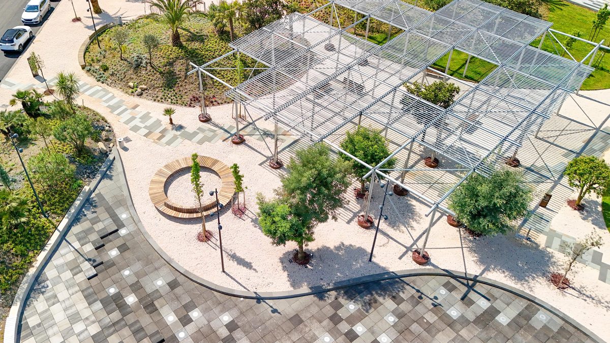 Veduta aerea di un parco progettato